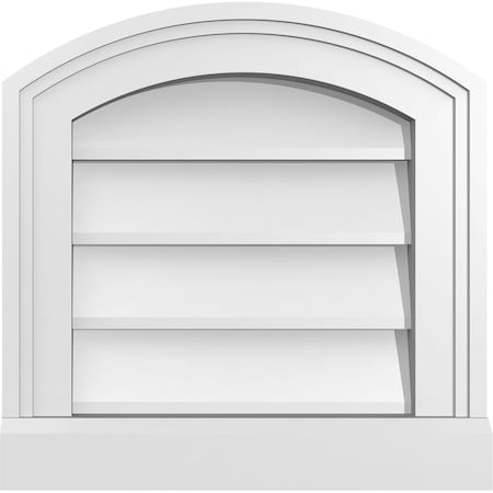 Ekena Millwork Arch Top Surface Mount PVC Gable Vent: Functional, w/ 2"W x 2"P Brickmould Sill Frame, 14"W x 14"H GVPAR14X1403SF